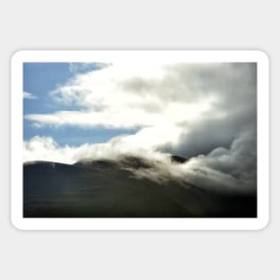 Clouds start to cover the summit of Ben Nevis Sticker